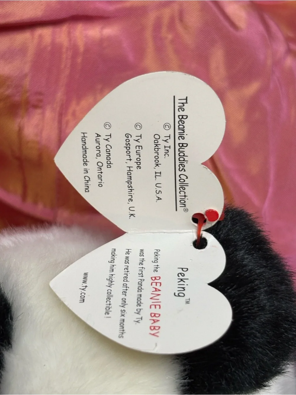 Ty Rare Peking Plush Panda Stuffed Animal Black White Beanie Baby Buddy Toy 14”